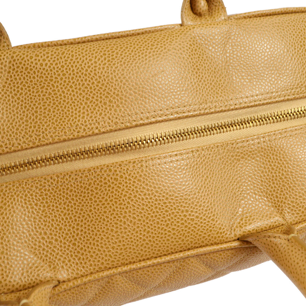 Chanel 2000-2001 Bowling Bag 37 Beige Caviar