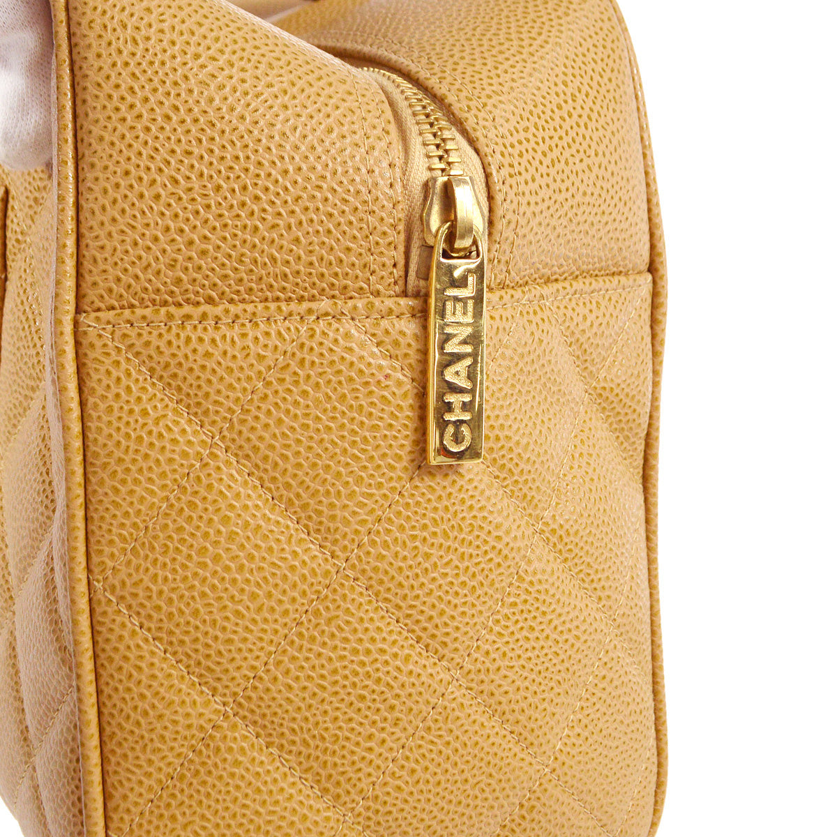 Chanel 2000-2001 Bowling Bag 37 Beige Caviar