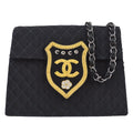 Chanel 2004-2005 Emblem Chain Shoulder Bag Black