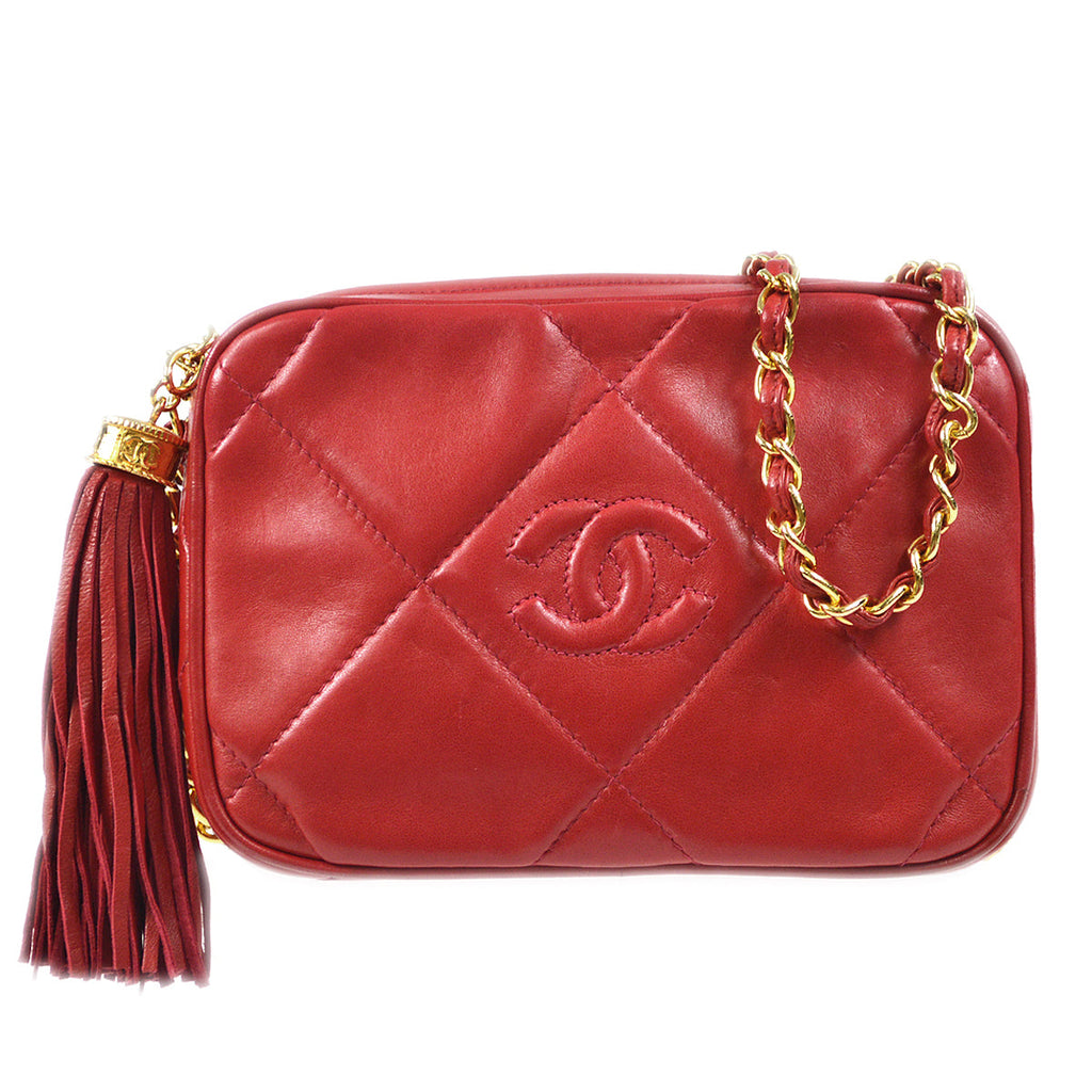 Chanel 1986-1988 Camera Bag Mini Red Lambskin