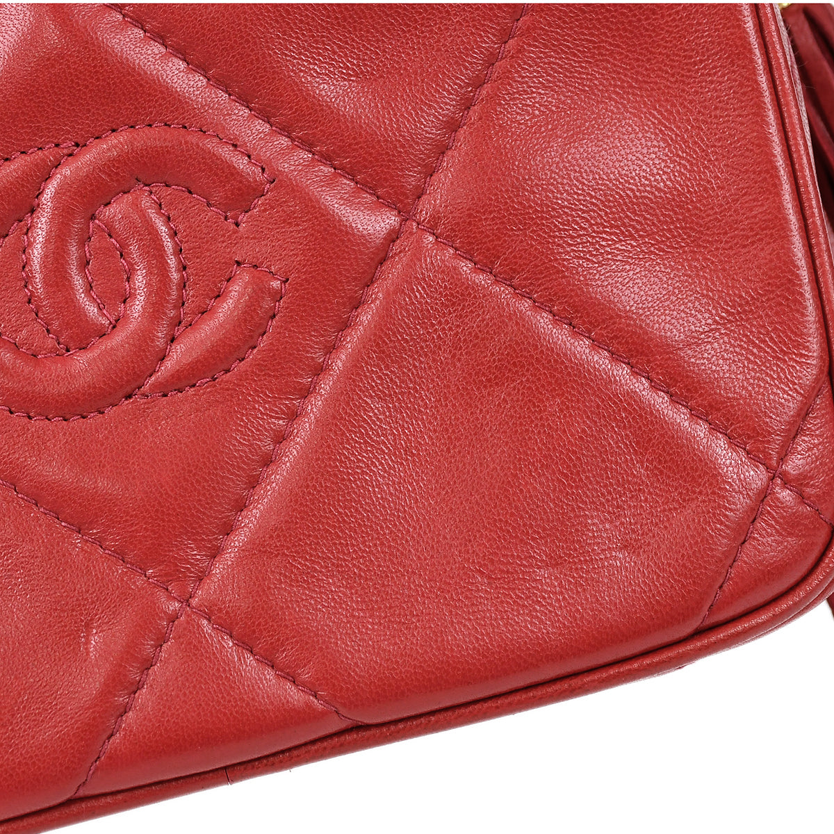 Chanel 1986-1988 Camera Bag Mini Red Lambskin