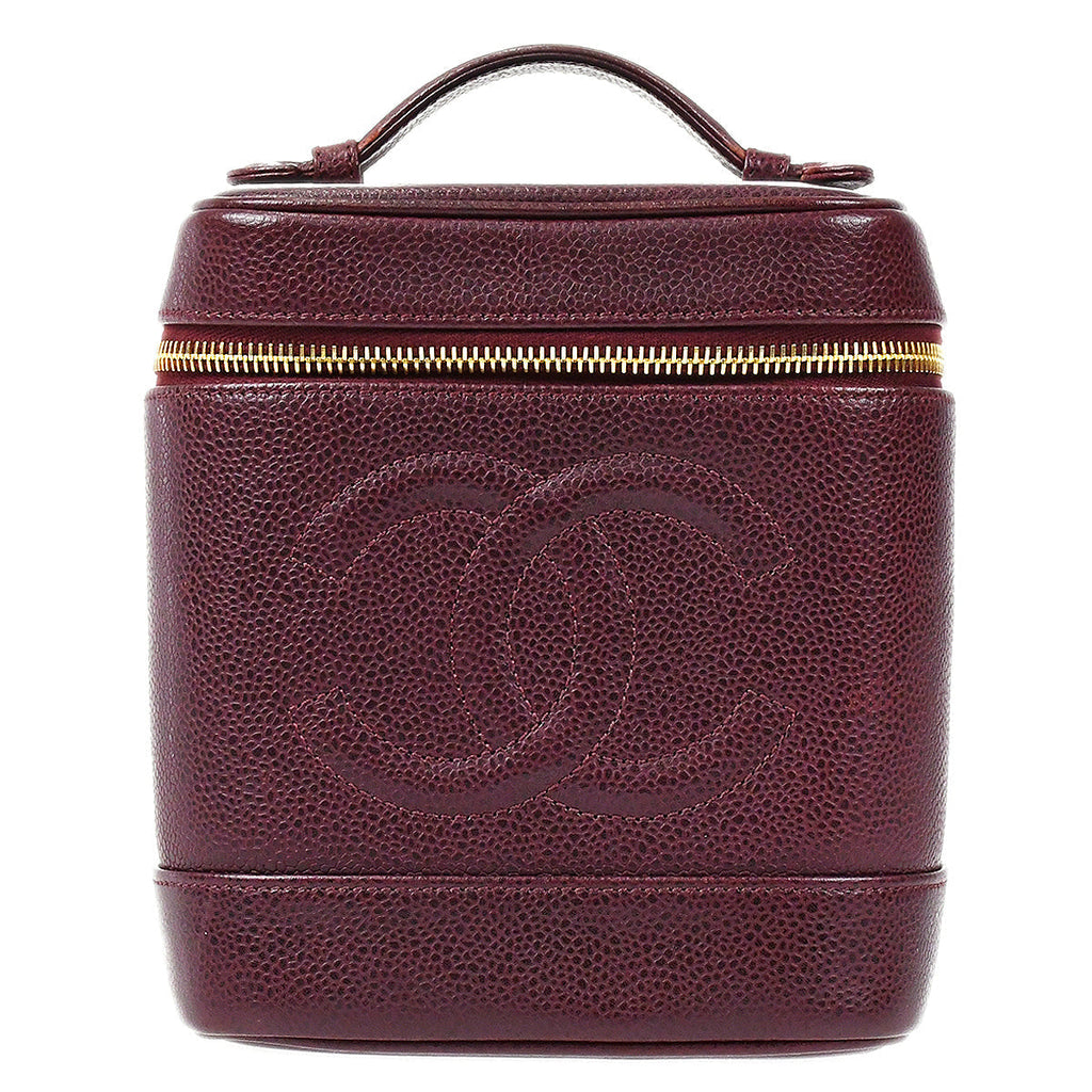 Chanel 1994-1996 Timeless Vanity Handbag Bordeaux Caviar
