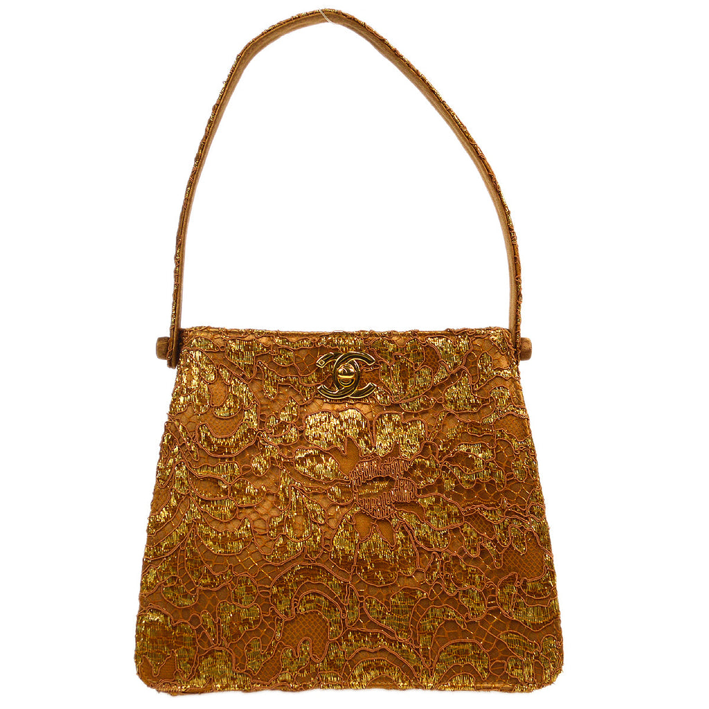 Chanel * 1997-1999 Double Sided Turnlock Handbag Satin Lace