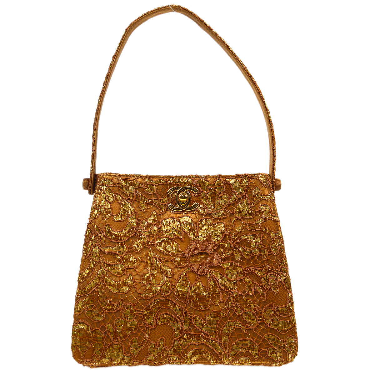 Chanel * 1997-1999 Double Sided Turnlock Handbag Satin Lace