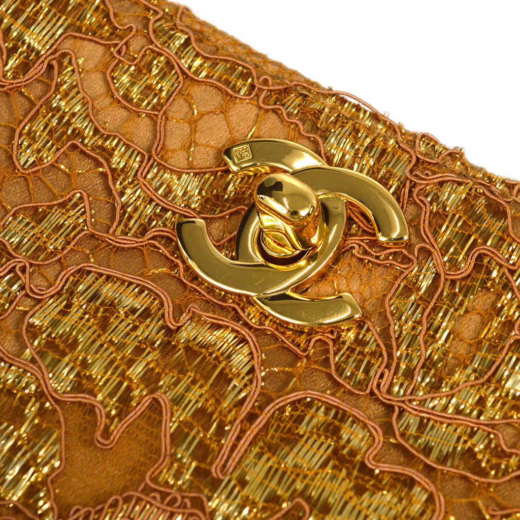 Chanel * 1997-1999 Double Sided Turnlock Handbag Satin Lace
