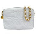 CHANEL 1994-1996 Triple CC Camera Bag Mini White Caviar