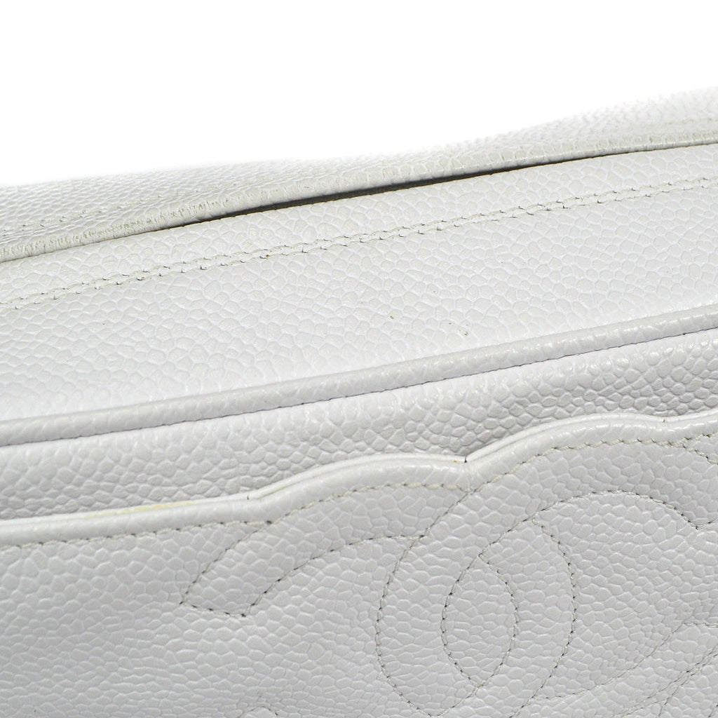 CHANEL 1994-1996 Triple CC Camera Bag Mini White Caviar