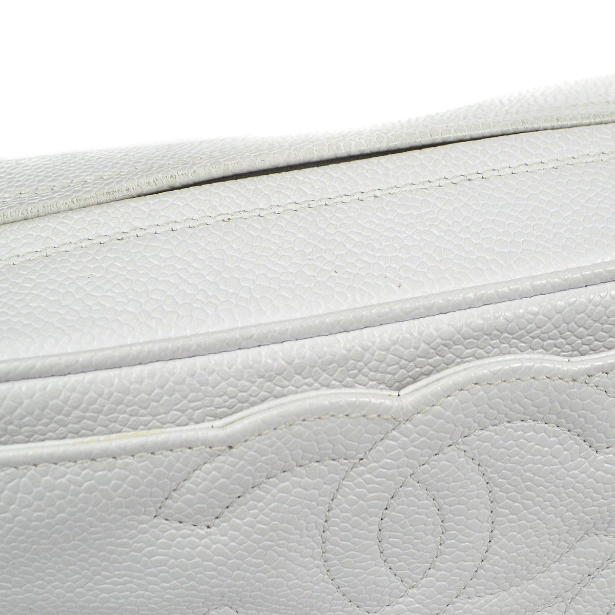 CHANEL 1994-1996 Triple CC Camera Bag Mini White Caviar