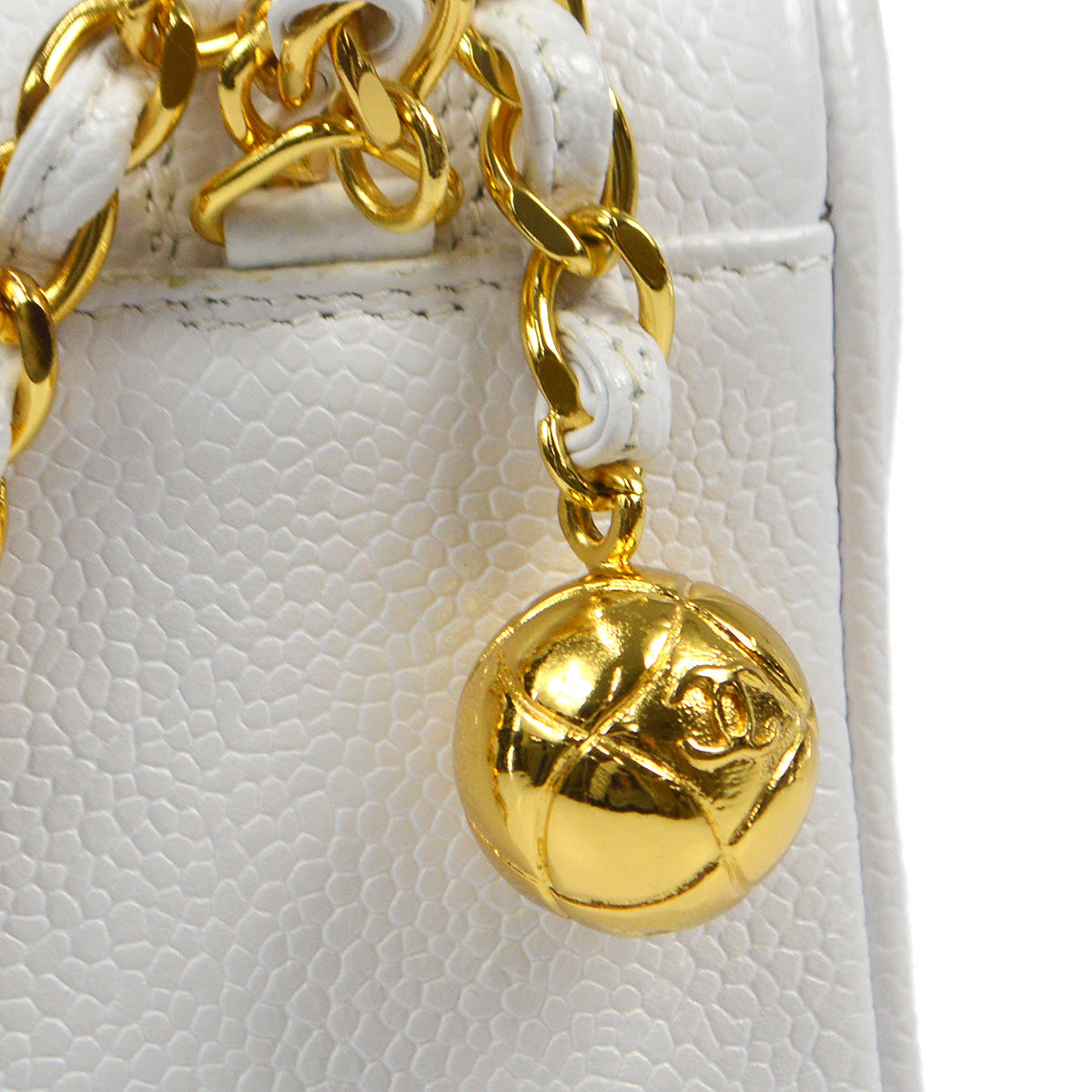 CHANEL 1994-1996 Triple CC Camera Bag Mini White Caviar