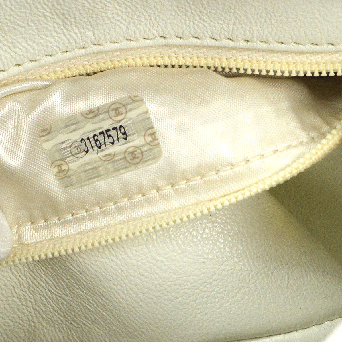 CHANEL 1994-1996 Triple CC Camera Bag Mini White Caviar