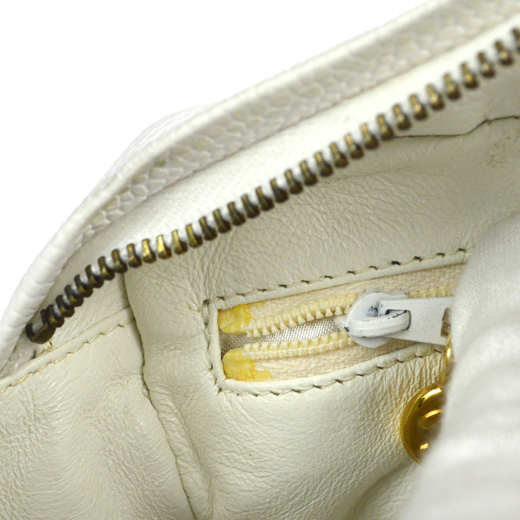 CHANEL 1994-1996 Triple CC Camera Bag Mini White Caviar