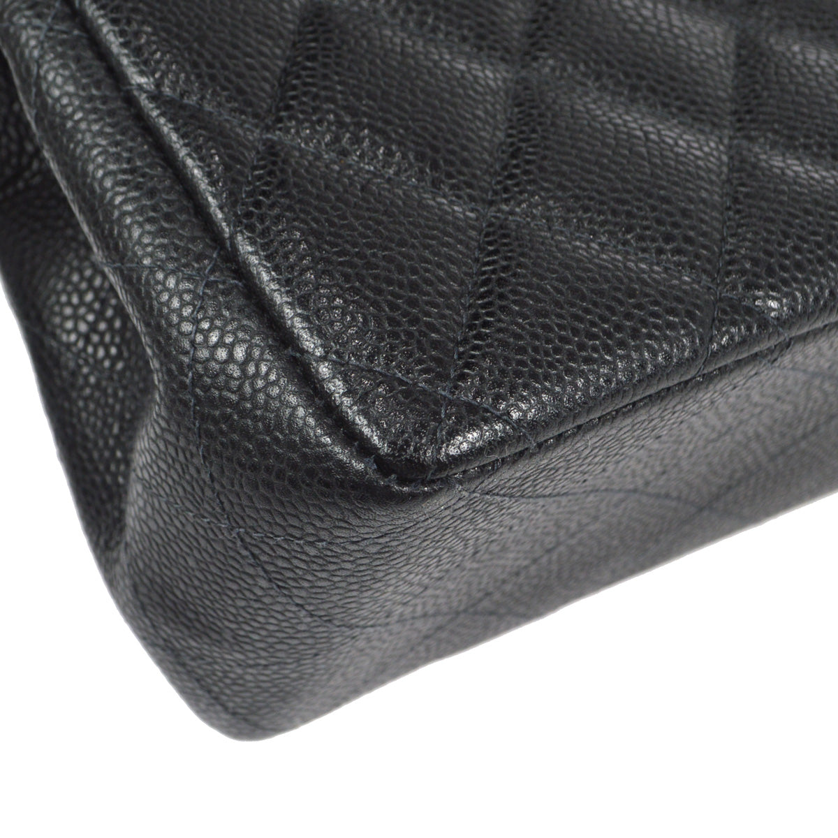 CHANEL Classic Flap Jumbo Double Chain Shoulder Bag Black Caviar