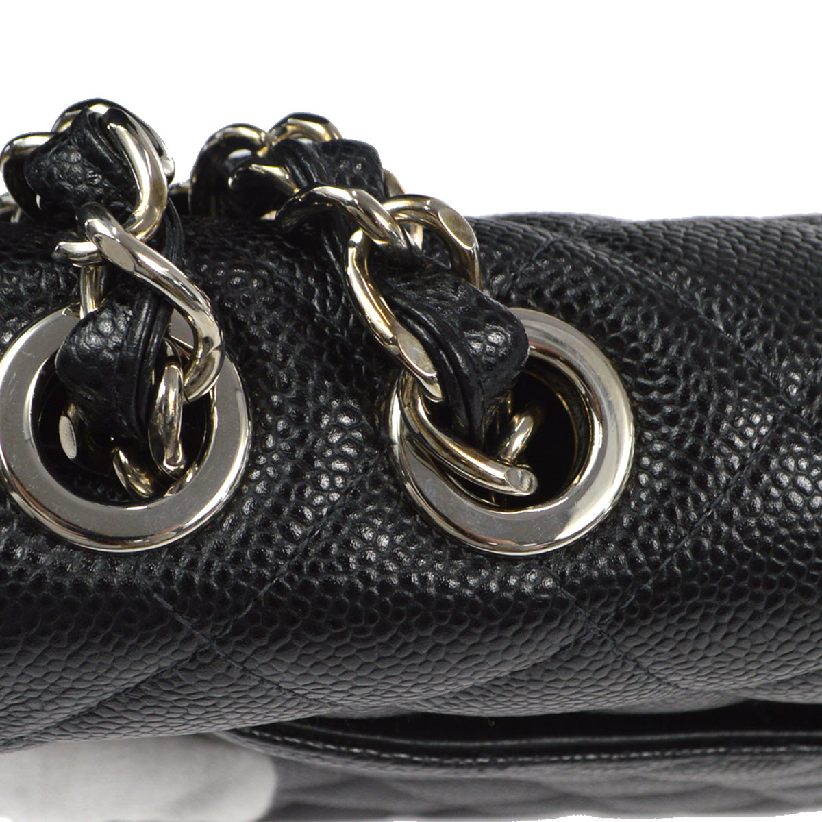 CHANEL Classic Flap Jumbo Double Chain Shoulder Bag Black Caviar