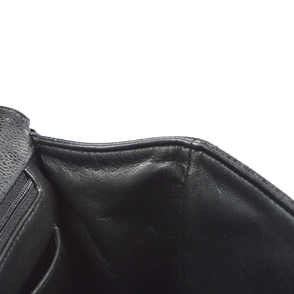 CHANEL Classic Flap Jumbo Double Chain Shoulder Bag Black Caviar