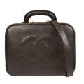 CHANEL 2way Cosmetic Vanity Handbag Brown Caviar