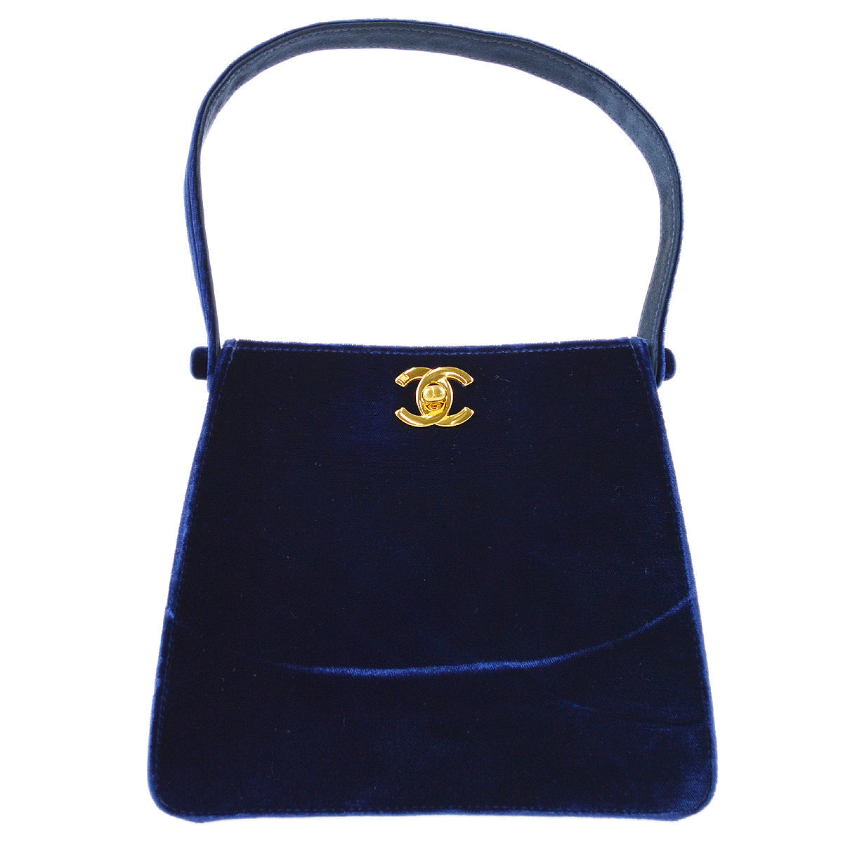 Chanel * 1997-1999 Double Sided Turnlock Handbag Mini Blue Velvet