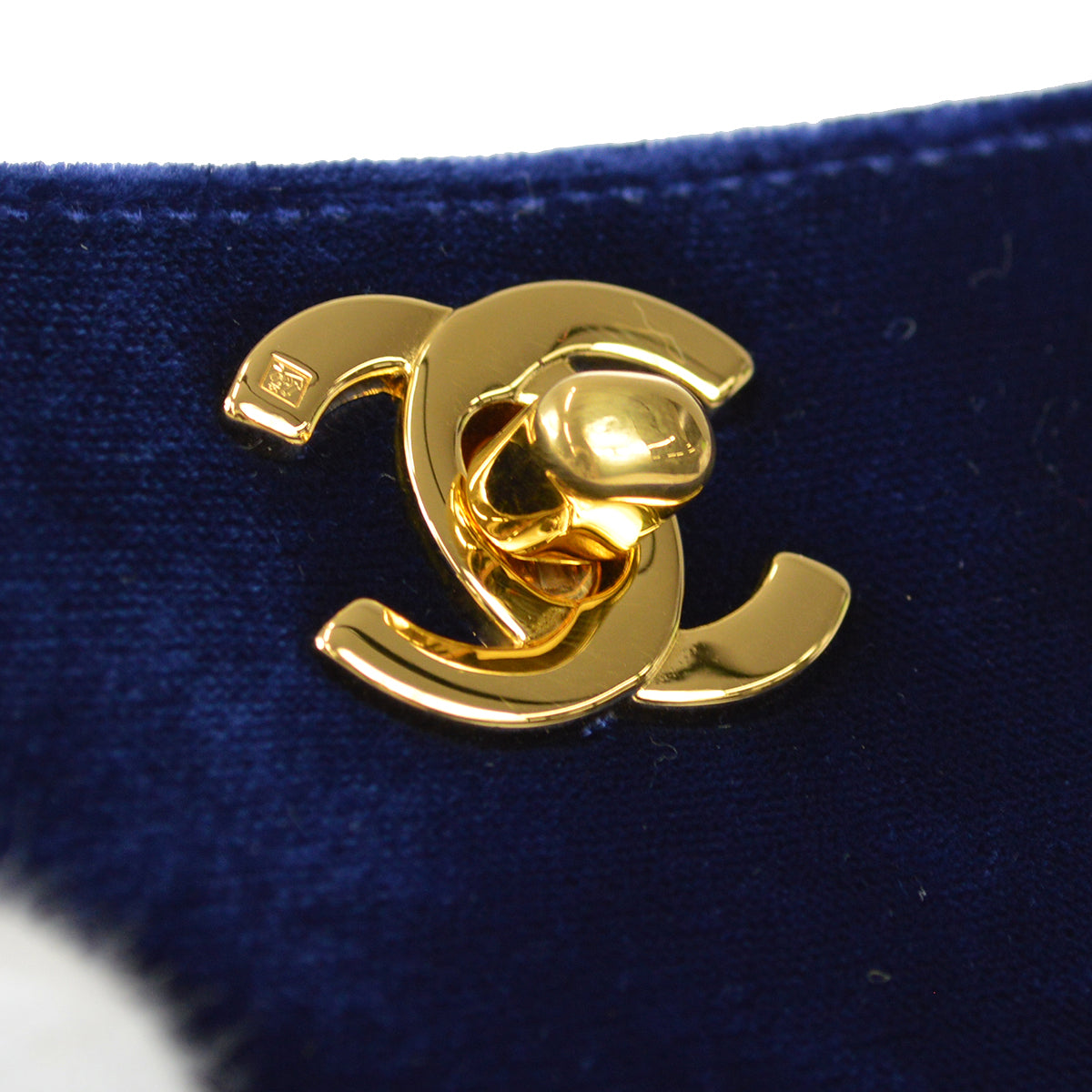 Chanel * 1997-1999 Double Sided Turnlock Handbag Mini Blue Velvet
