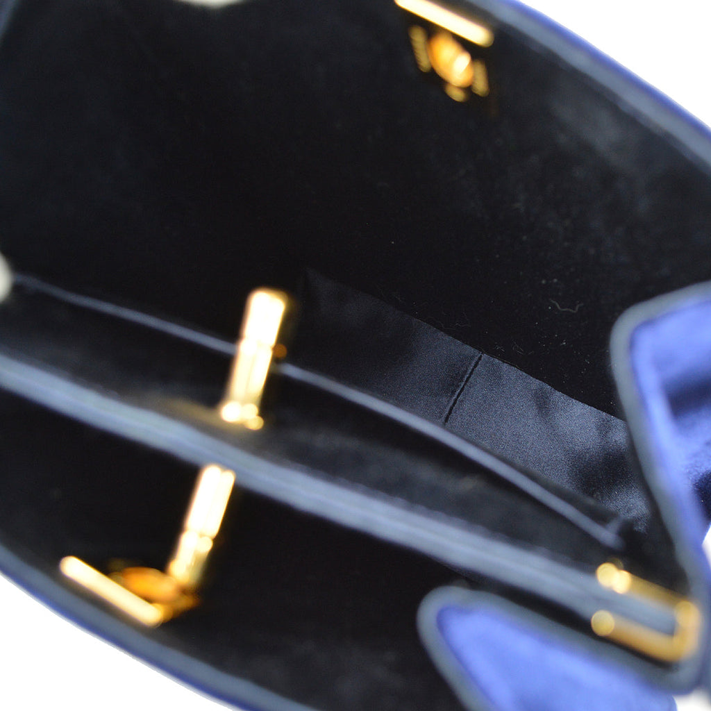 Chanel * 1997-1999 Double Sided Turnlock Handbag Mini Blue Velvet