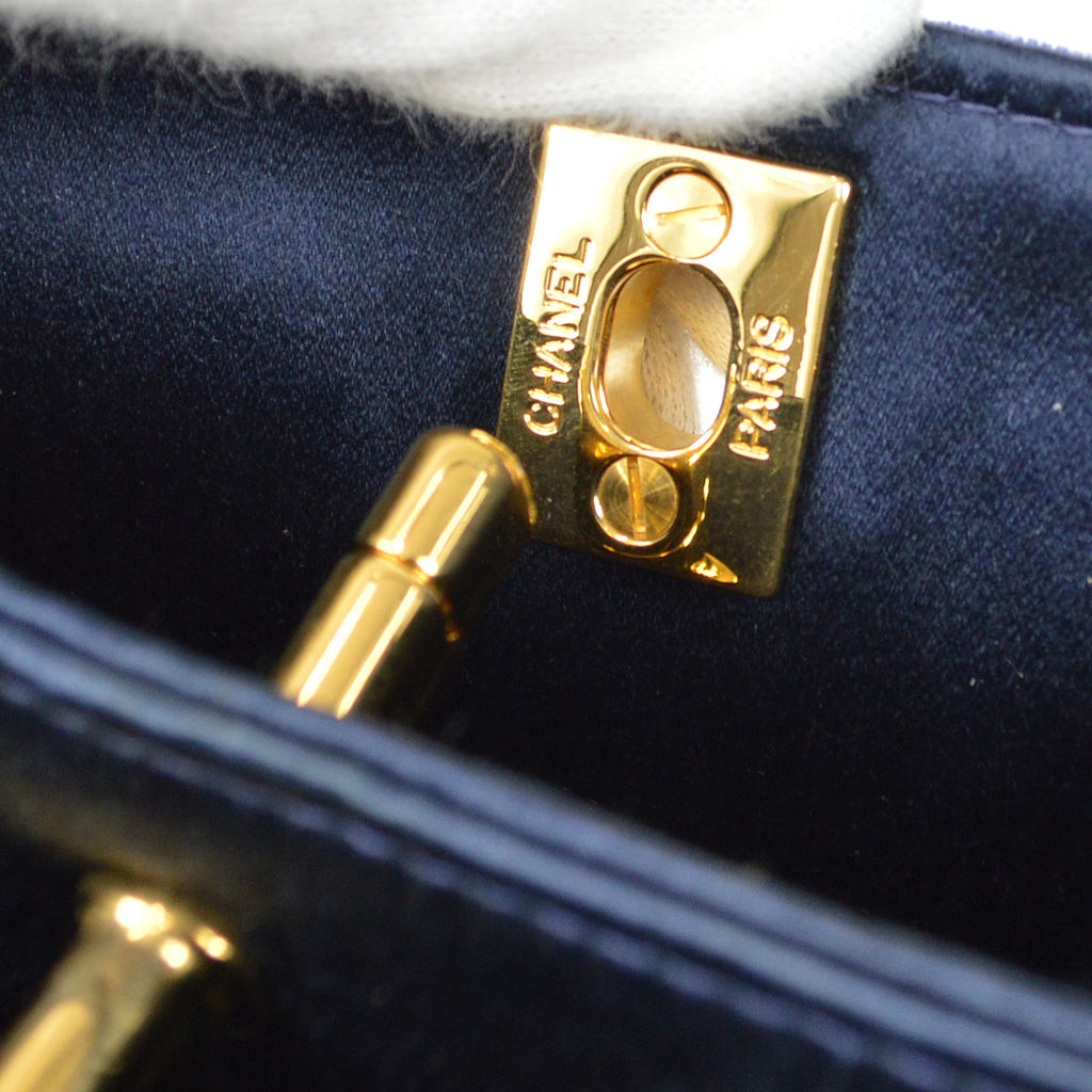 Chanel * 1997-1999 Double Sided Turnlock Handbag Mini Blue Velvet
