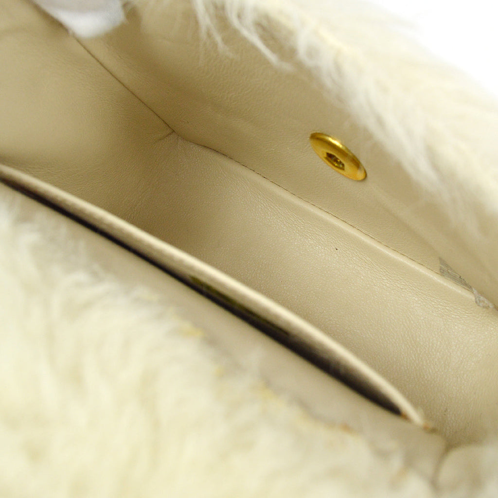 Chanel * 1994 Classic Flap Handbag Mini White Fur