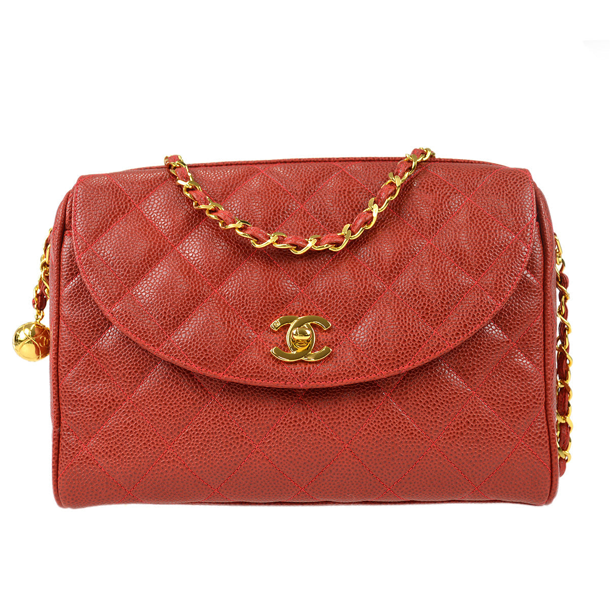 Chanel 1994-1996 Pocket Camera Bag Small Red Caviar