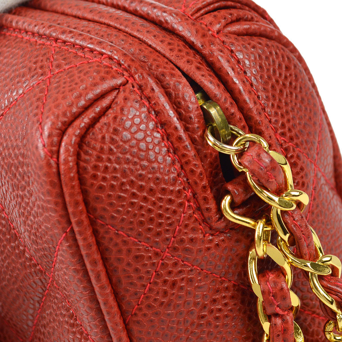 Chanel 1994-1996 Pocket Camera Bag Small Red Caviar
