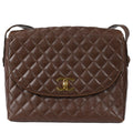 Chanel 1991-1994 Round Flap Shoulder Bag Jumbo Brown Caviar