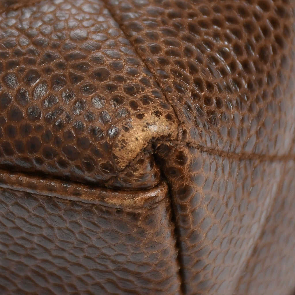 Chanel 1991-1994 Round Flap Shoulder Bag Jumbo Brown Caviar