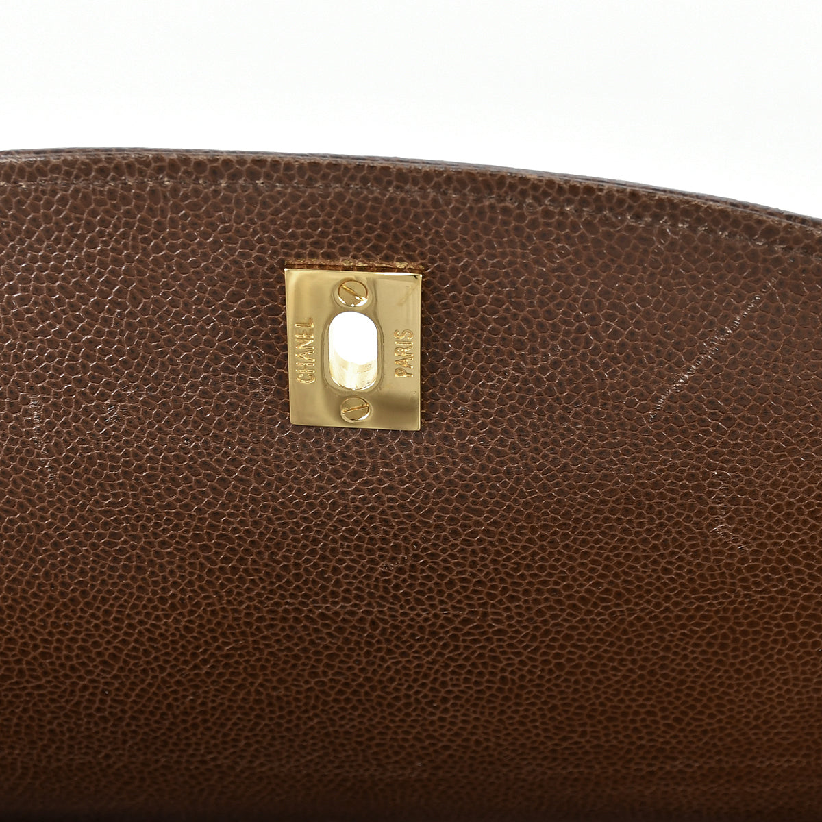 Chanel 1991-1994 Round Flap Shoulder Bag Jumbo Brown Caviar