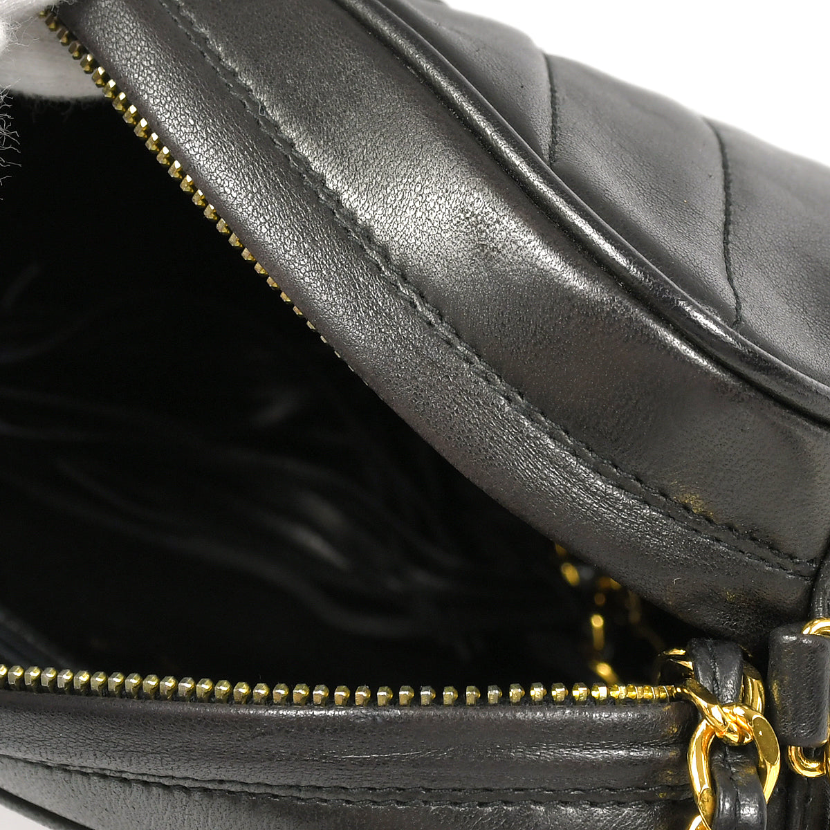 Chanel 1991-1994 Vertical Stitch Camera Bag Small Black Lambskin