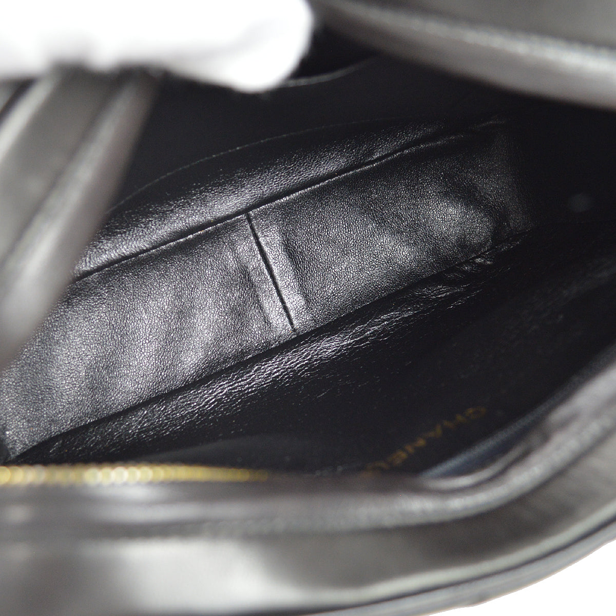 Chanel 1991-1994 Vertical Stitch Camera Bag Small Black Lambskin