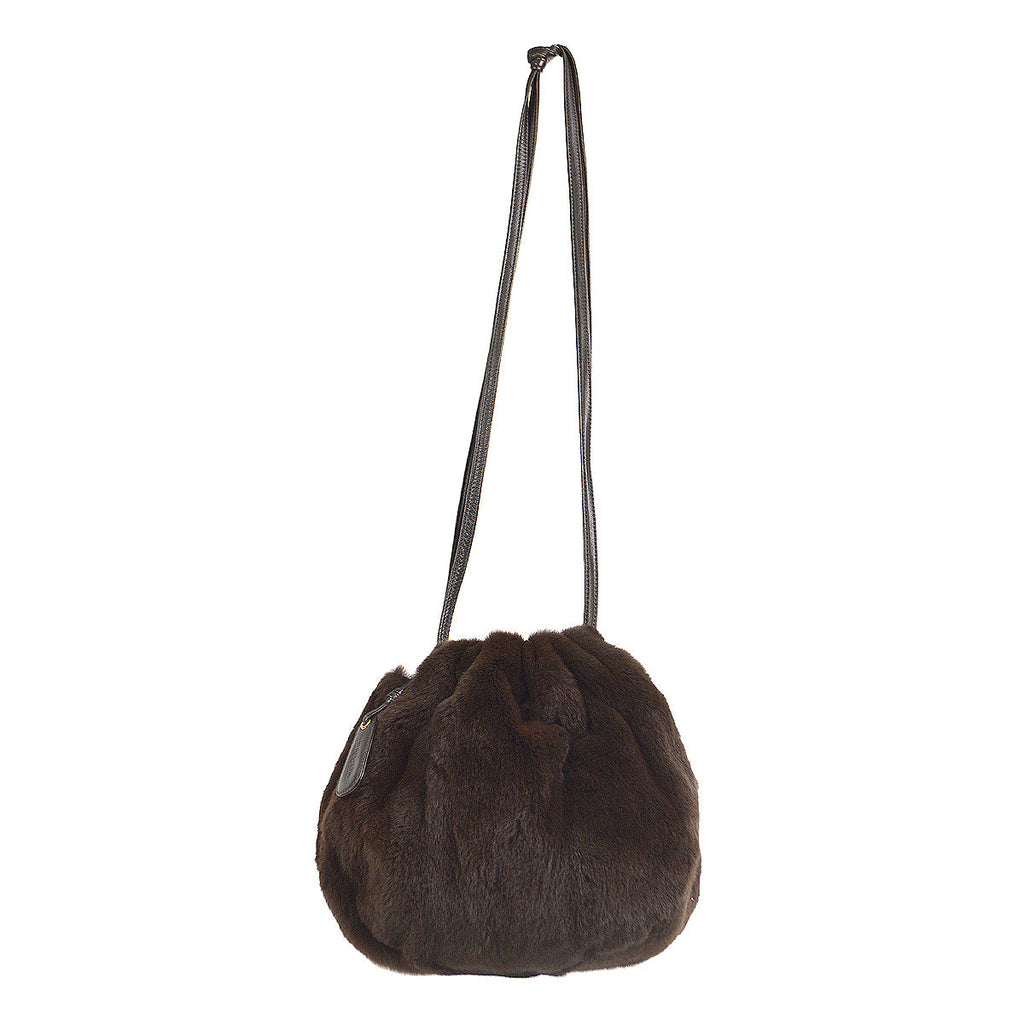 Chanel 1997-1999 Bucket Bag Brown Rabbit Fur