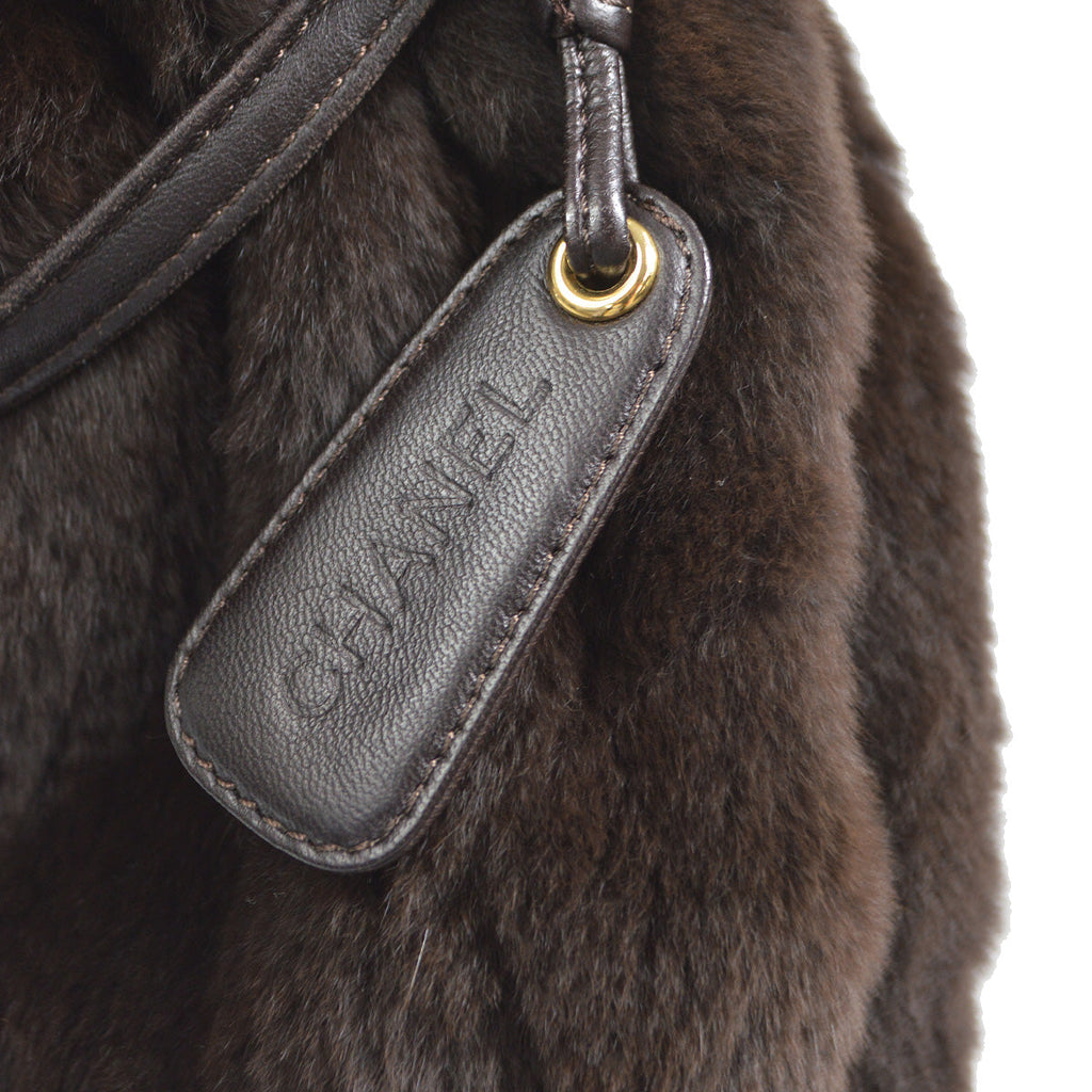 Chanel 1997-1999 Bucket Bag Brown Rabbit Fur