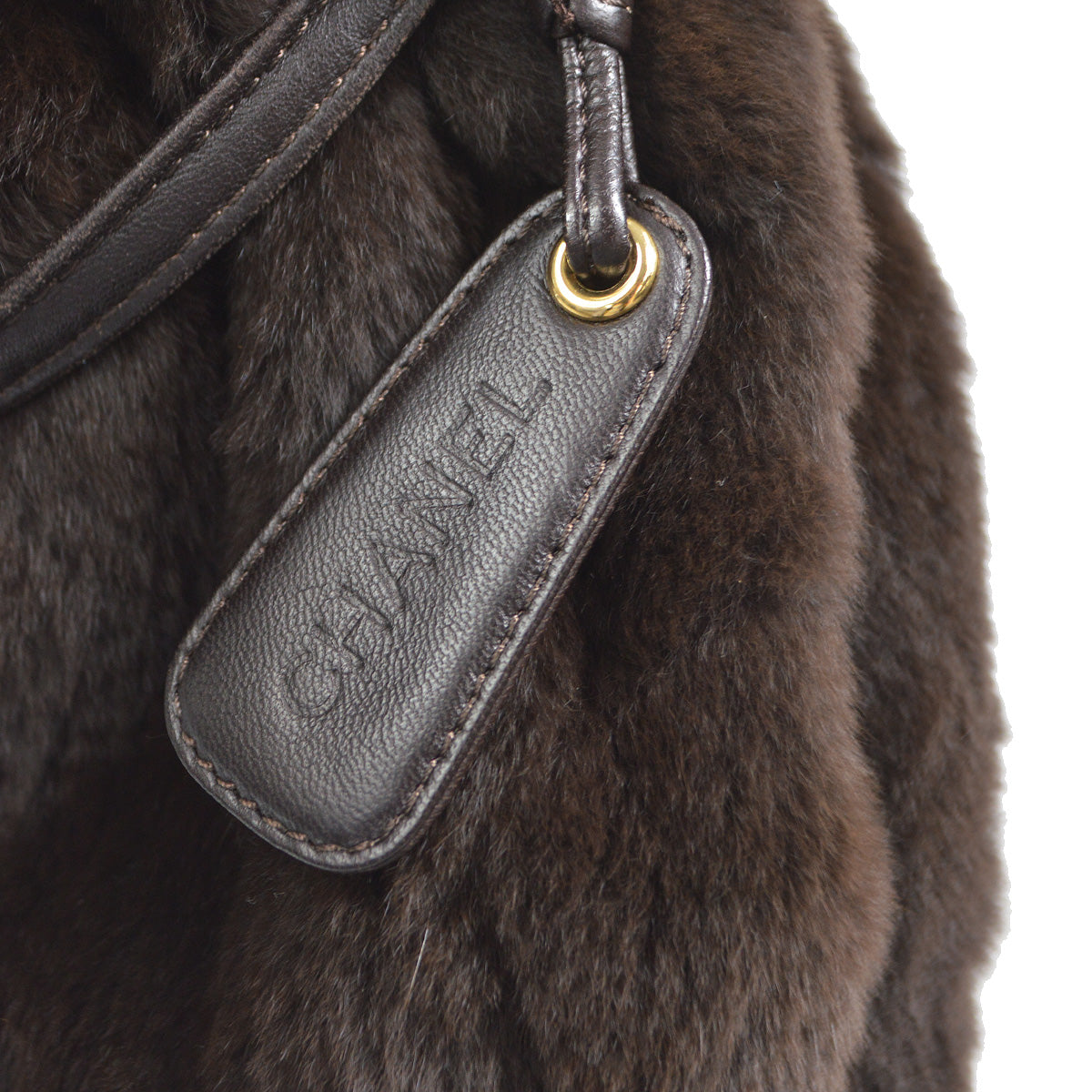 Chanel 1997-1999 Bucket Bag Brown Rabbit Fur