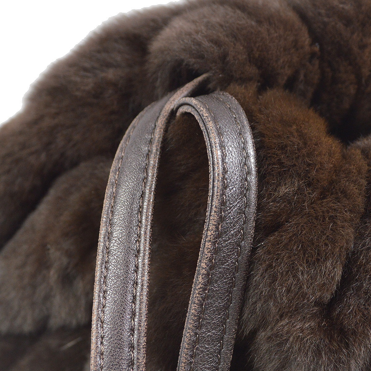 Chanel 1997-1999 Bucket Bag Brown Rabbit Fur