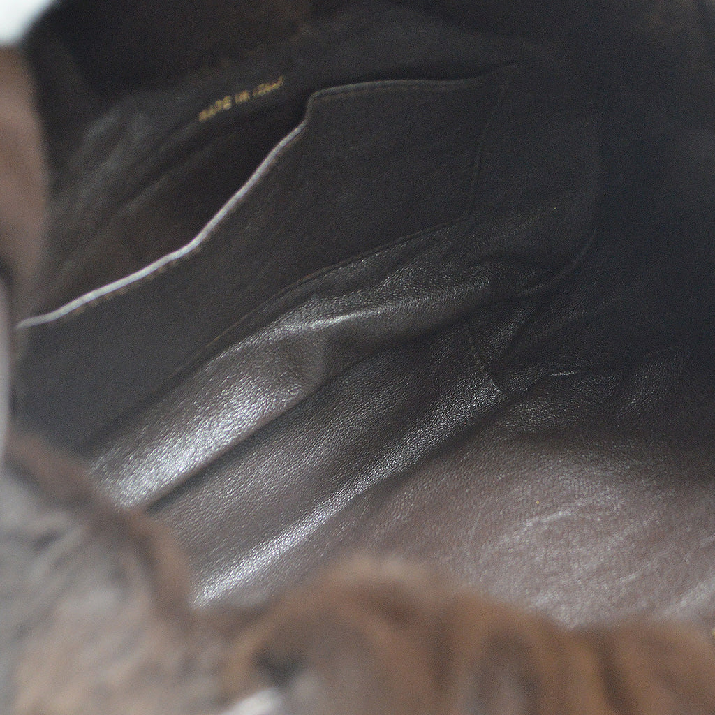 Chanel 1997-1999 Bucket Bag Brown Rabbit Fur