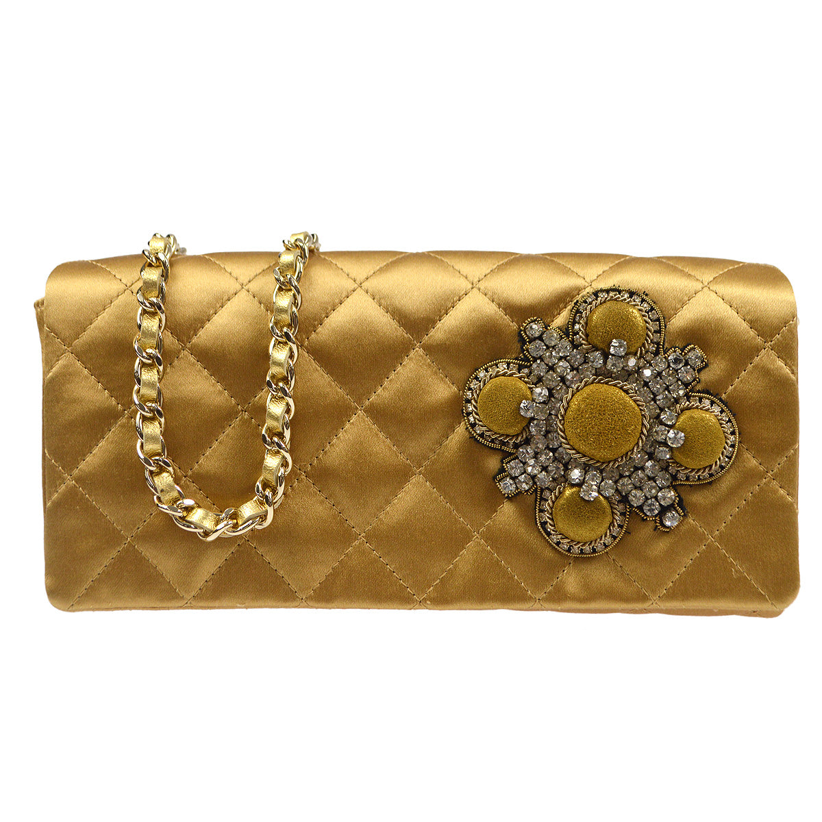 Chanel 2006-2008 Evening Bag Gold Satin