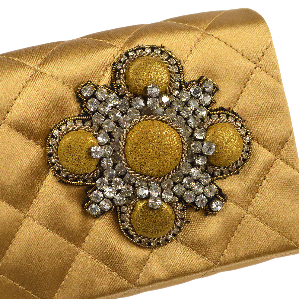 Chanel 2006-2008 Evening Bag Gold Satin