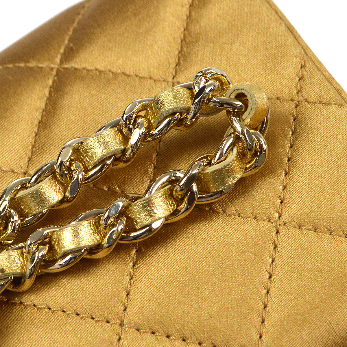 Chanel 2006-2008 Evening Bag Gold Satin