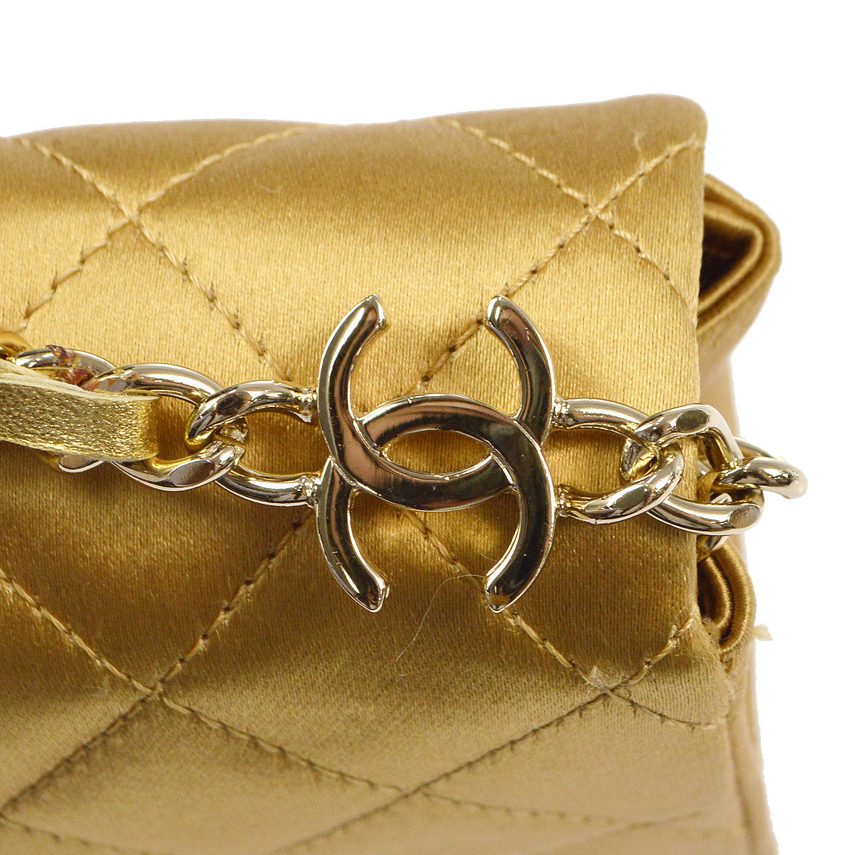 Chanel 2006-2008 Evening Bag Gold Satin