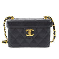 Chanel * 1991-1994 Vanity Box Shoulder Bag Micro Black Caviar
