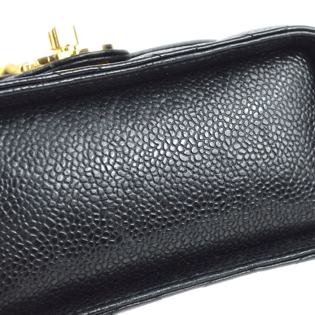 Chanel * 1991-1994 Vanity Box Shoulder Bag Micro Black Caviar