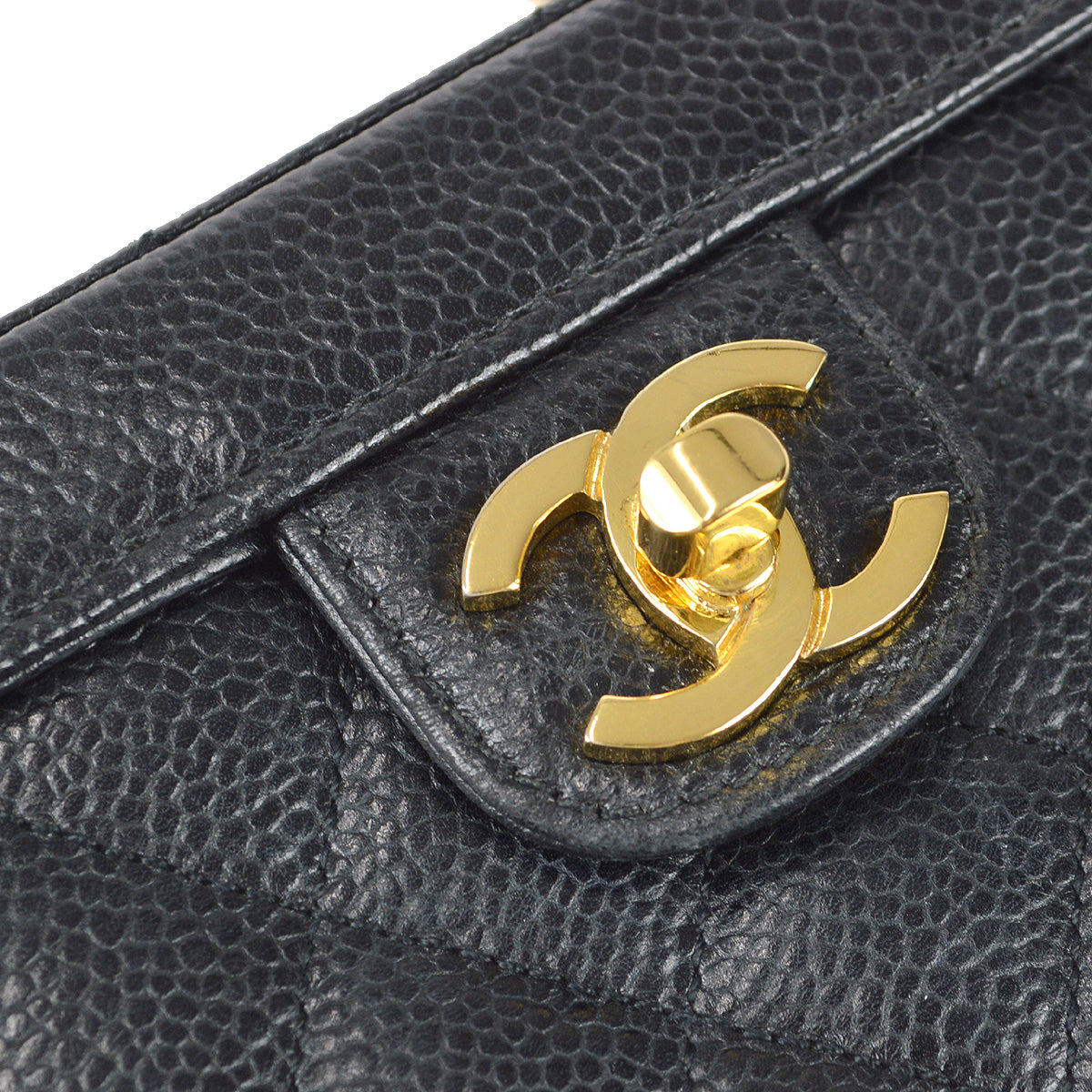 Chanel * 1991-1994 Vanity Box Shoulder Bag Micro Black Caviar