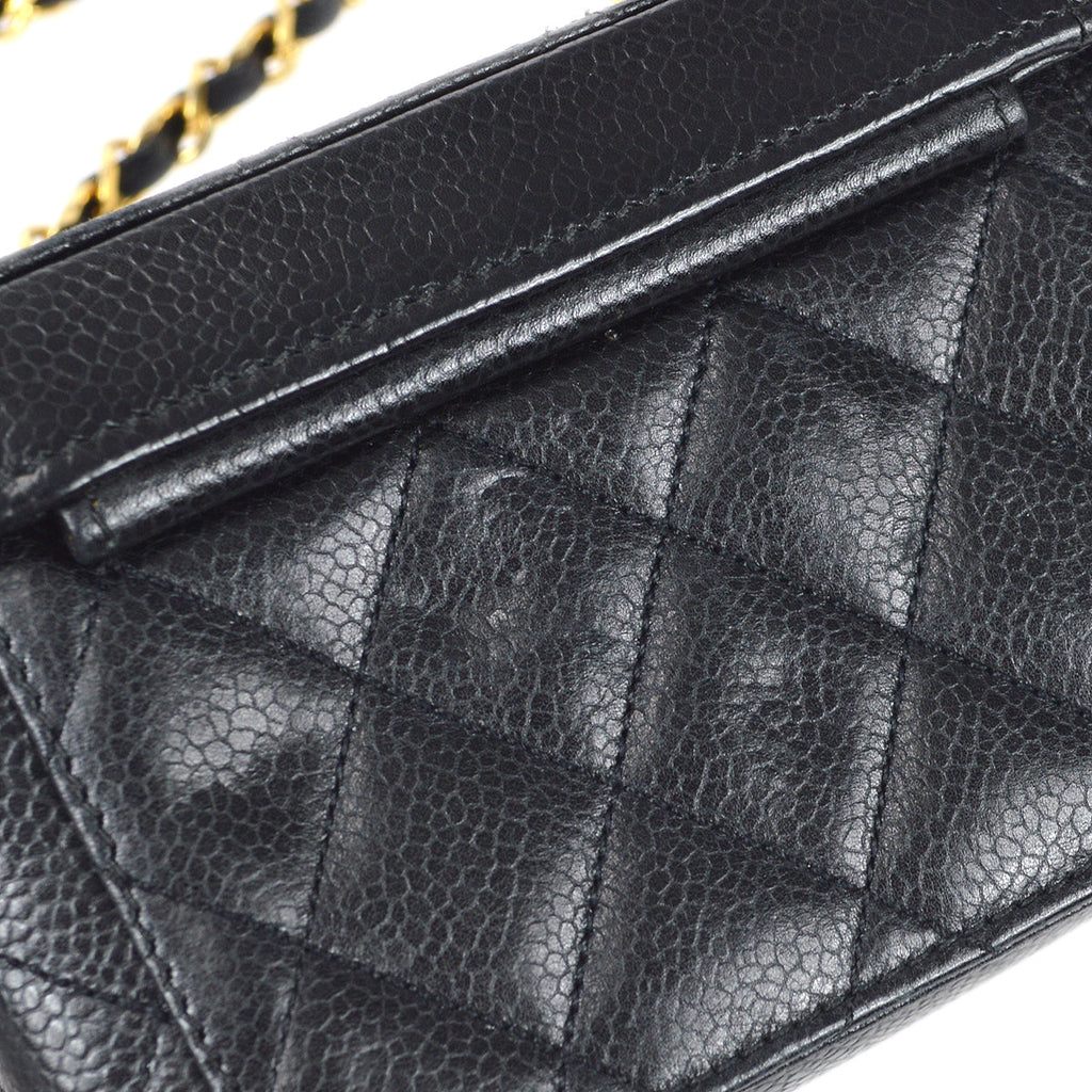 Chanel * 1991-1994 Vanity Box Shoulder Bag Micro Black Caviar