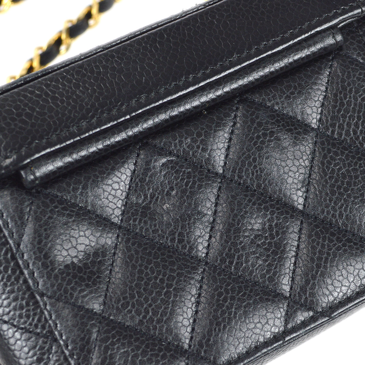 Chanel * 1991-1994 Vanity Box Shoulder Bag Micro Black Caviar