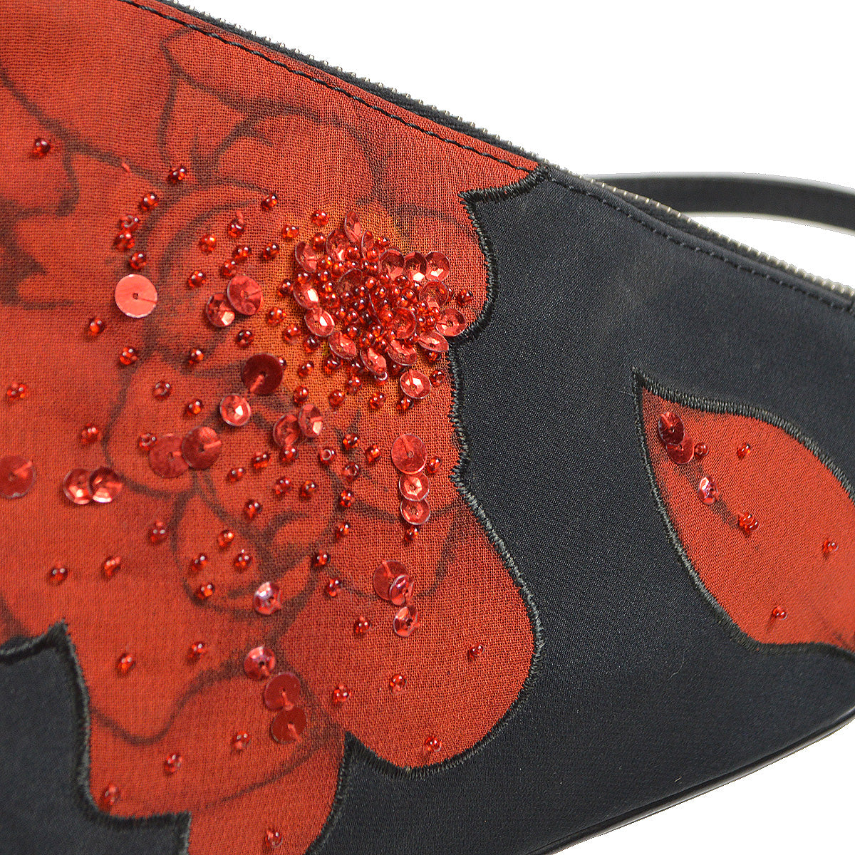 CHRISTIAN DIOR 2002 Beaded Rose Saddle Bag Mini 88466