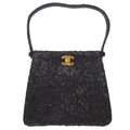 Chanel * 1997-1999 Both Sided Turnlock Lace Handbag Black Satin