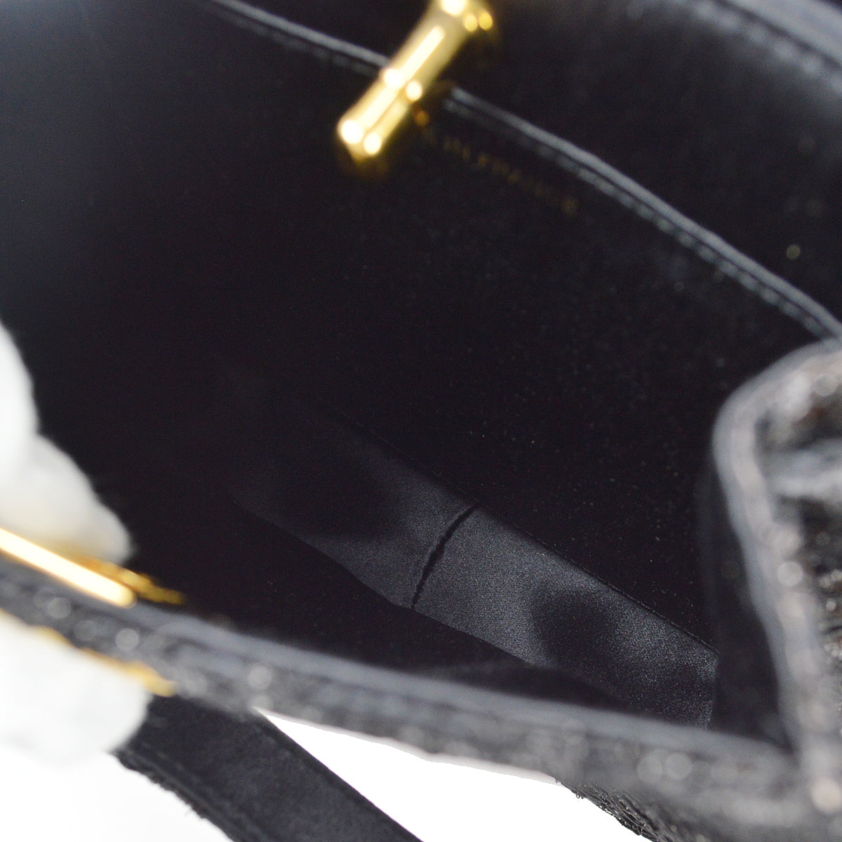 Chanel * 1997-1999 Both Sided Turnlock Lace Handbag Black Satin
