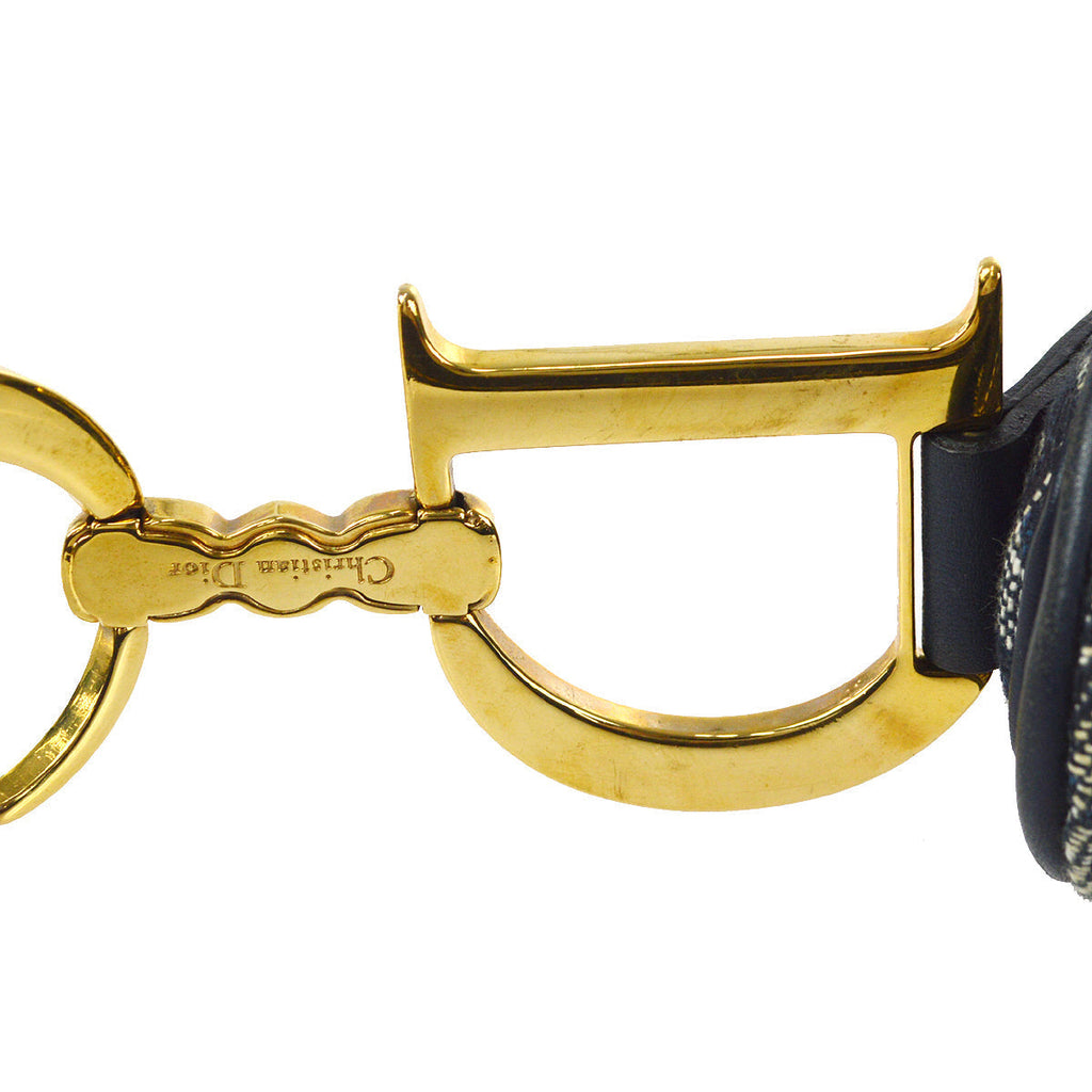 CHRISTIAN DIOR 2001 Trotter Saddle Bag Medium Navy 67967