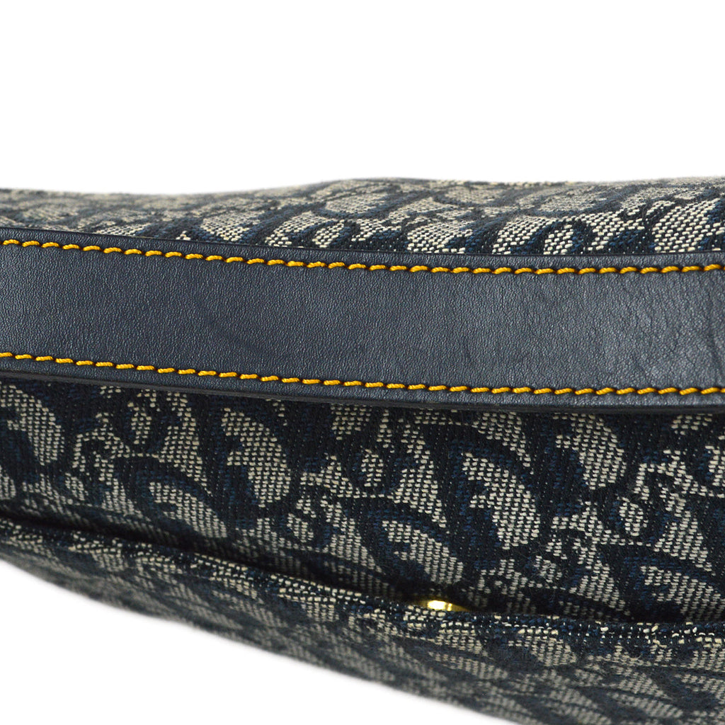 CHRISTIAN DIOR 2001 Trotter Saddle Bag Medium Navy 67967